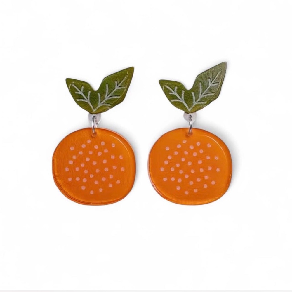 Playful Orange Fruit Drop Fun‎ Statement Earrings